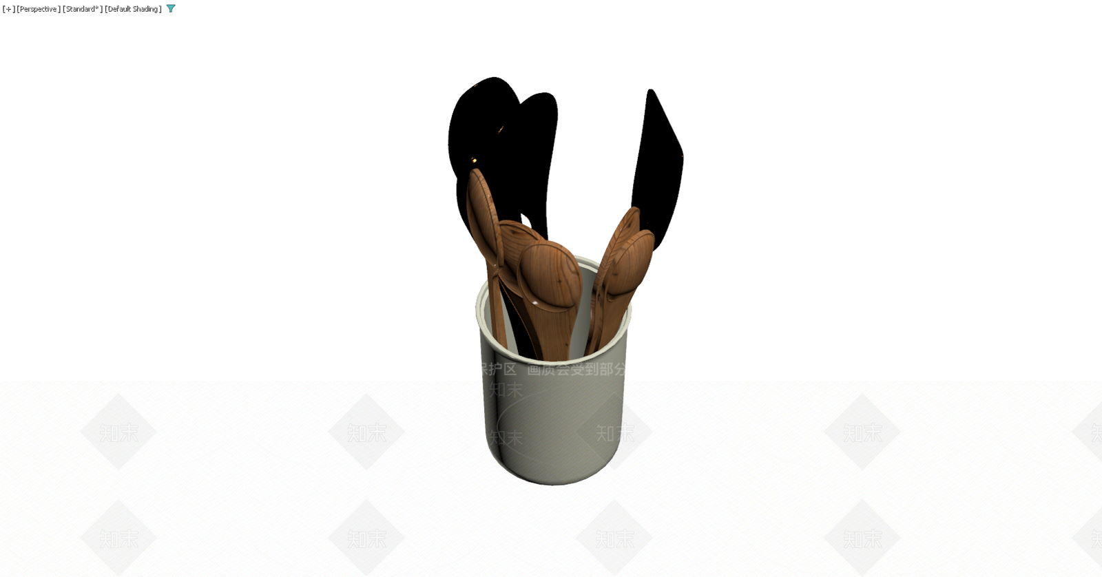 厨具组合（木勺与黑铲）3D模型下载【ID:1229583763】