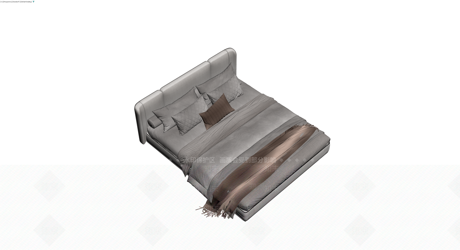 灰色布艺软包床具3D模型下载【ID:1230136229】