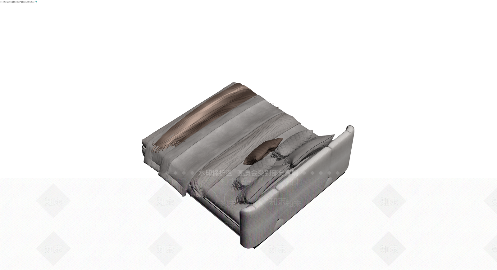 灰色布艺软包床具3D模型下载【ID:1230136229】