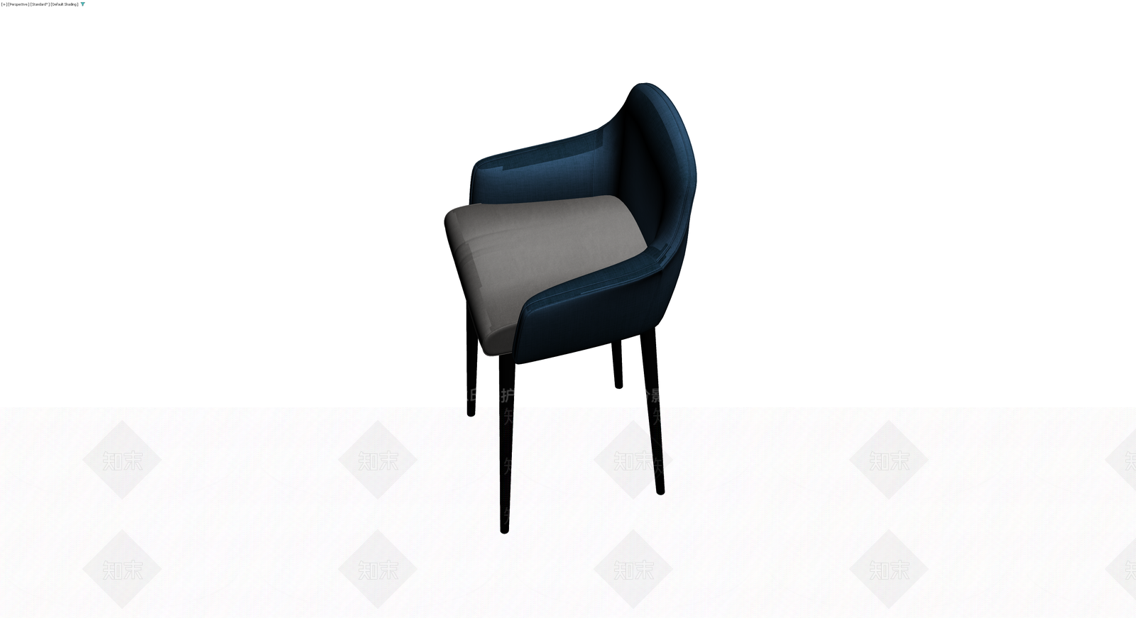 深蓝色布艺高脚椅3D模型下载【ID:1229870726】