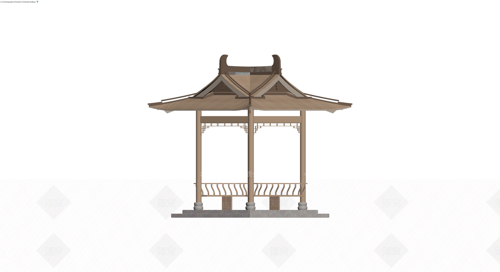 中式四角景观凉亭3D模型下载【ID:1229897765】
