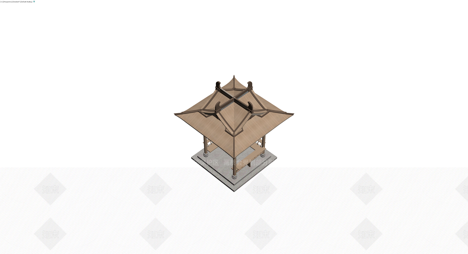 中式四角景观凉亭3D模型下载【ID:1229897765】