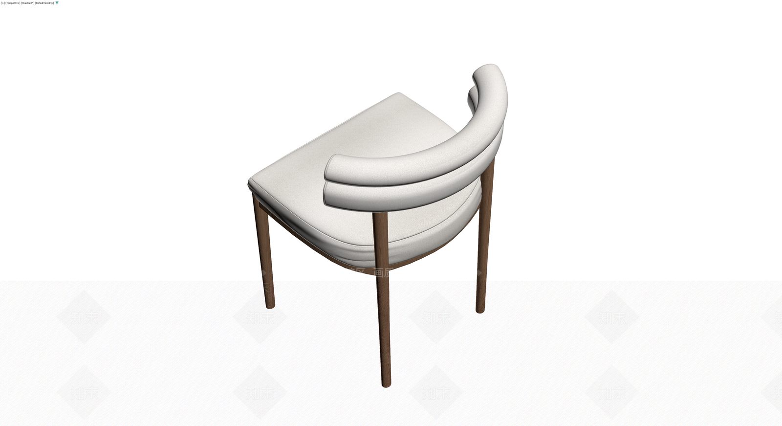 白色软包木质餐椅3D模型下载【ID:1229631733】