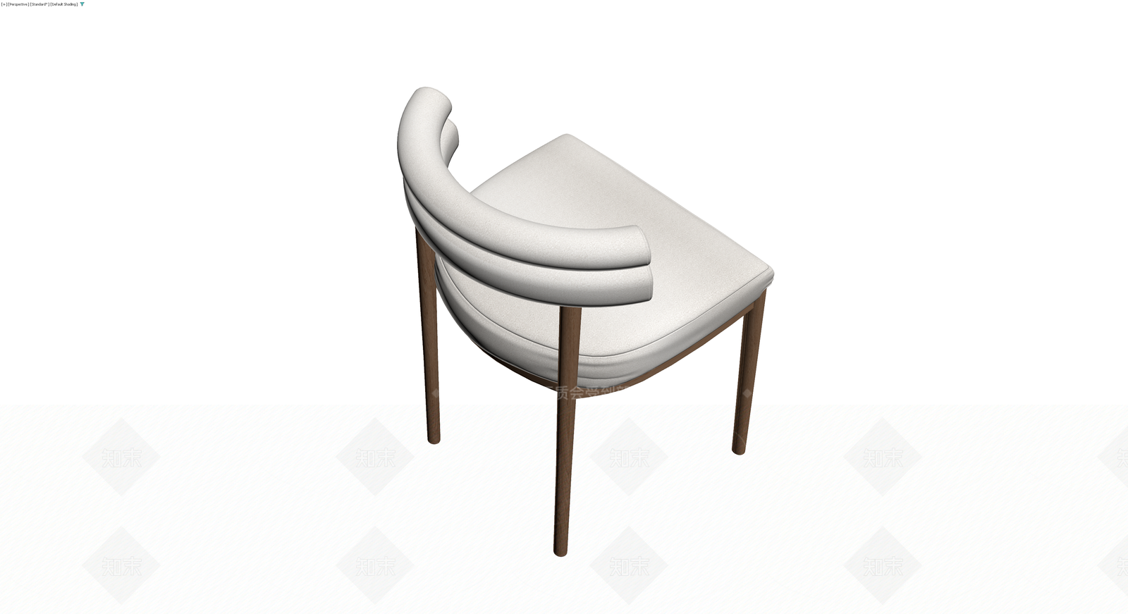 白色软包木质餐椅3D模型下载【ID:1229631733】