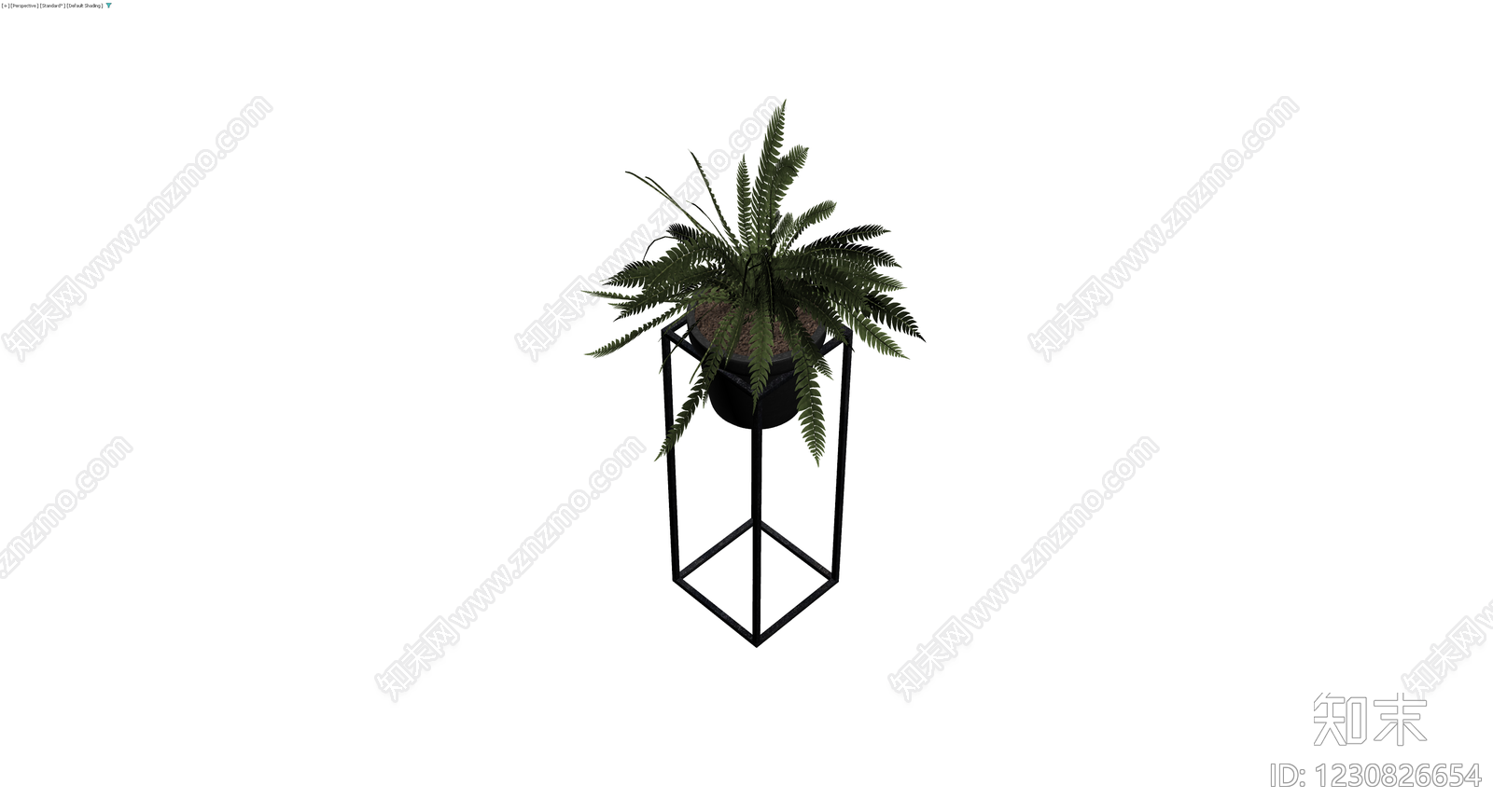 铁艺架盆栽植物组合3D模型下载【ID:1230826654】