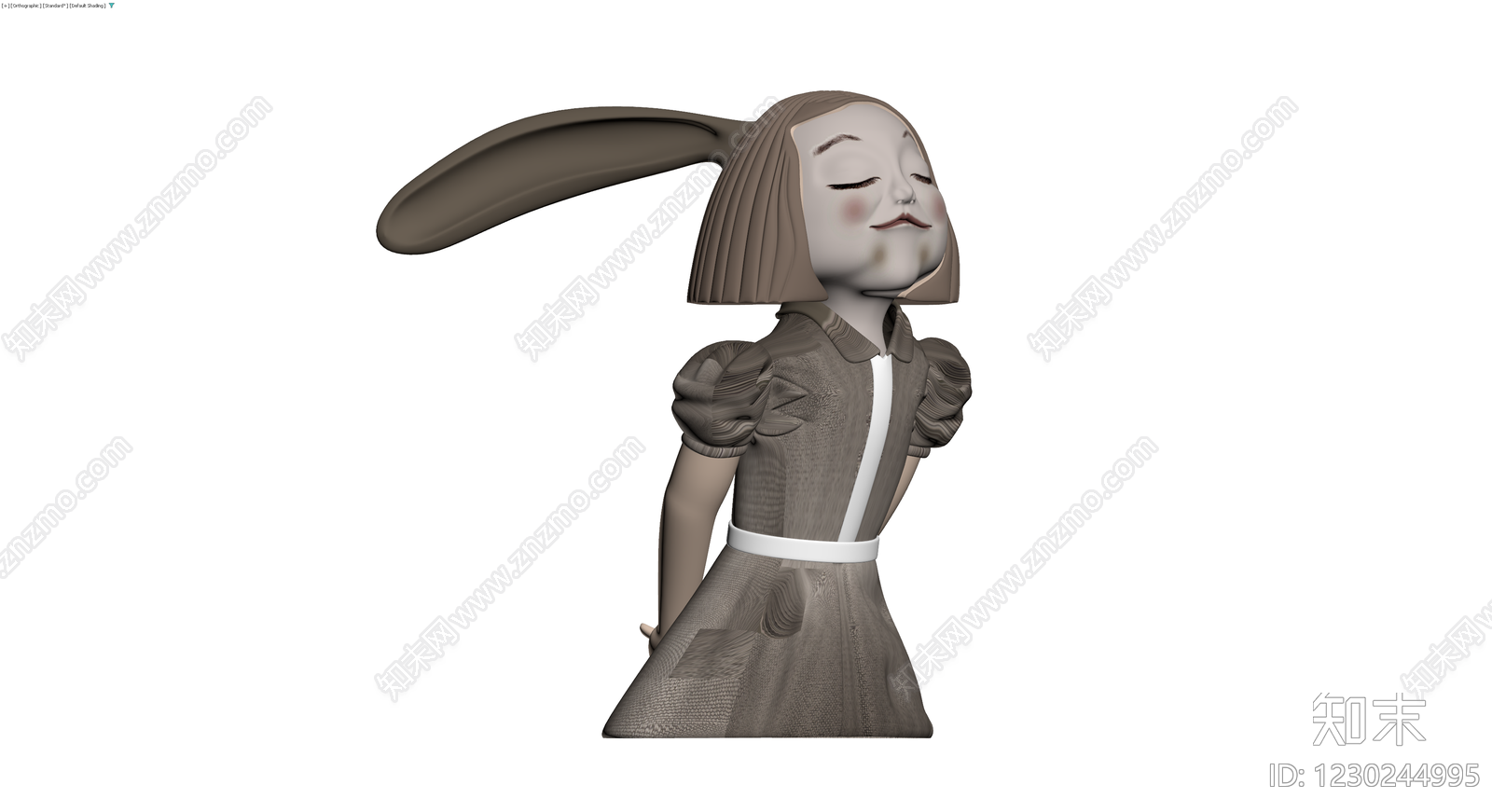 兔子耳朵女孩雕塑3D模型下载【ID:1230244995】