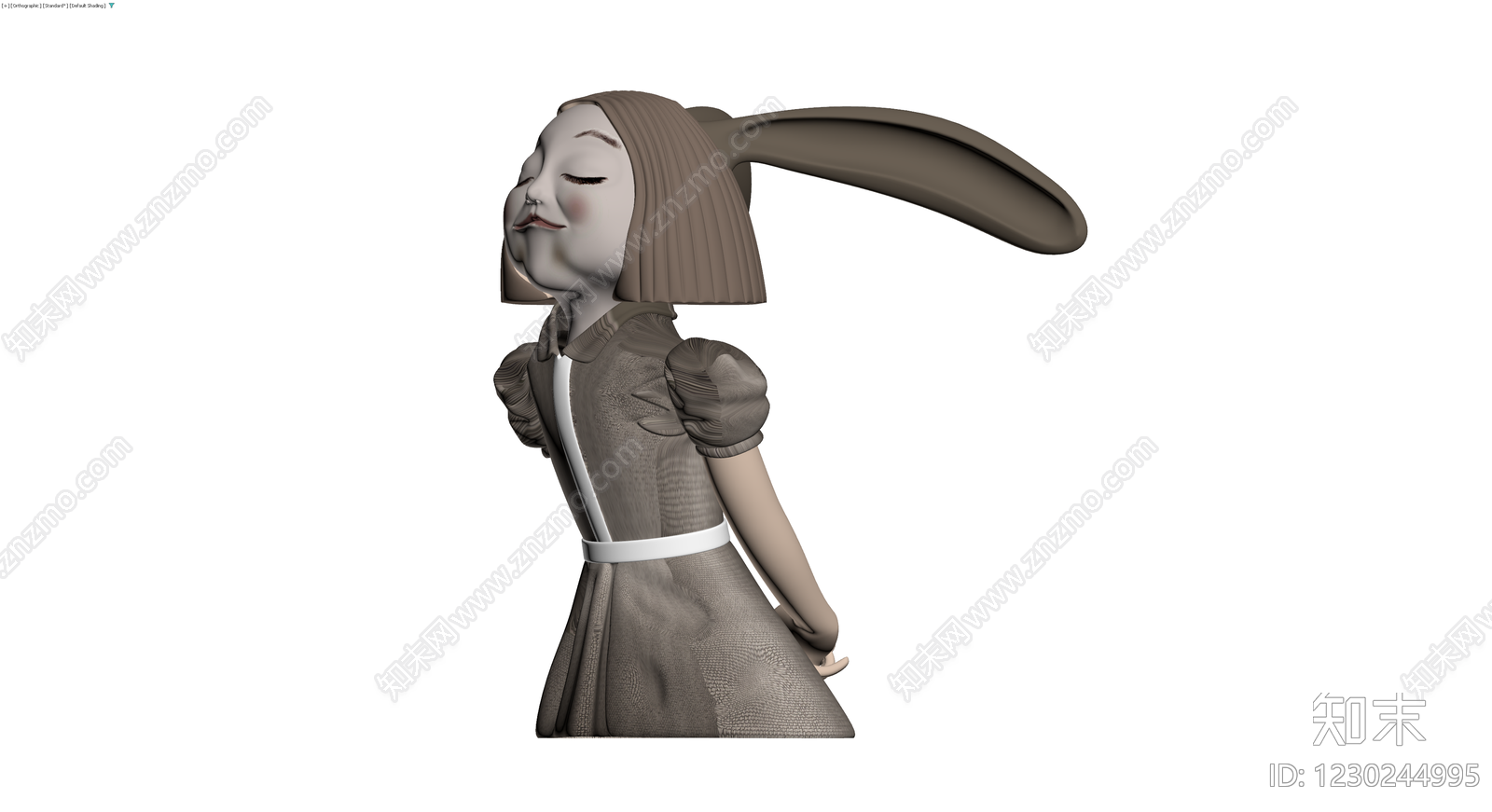 兔子耳朵女孩雕塑3D模型下载【ID:1230244995】