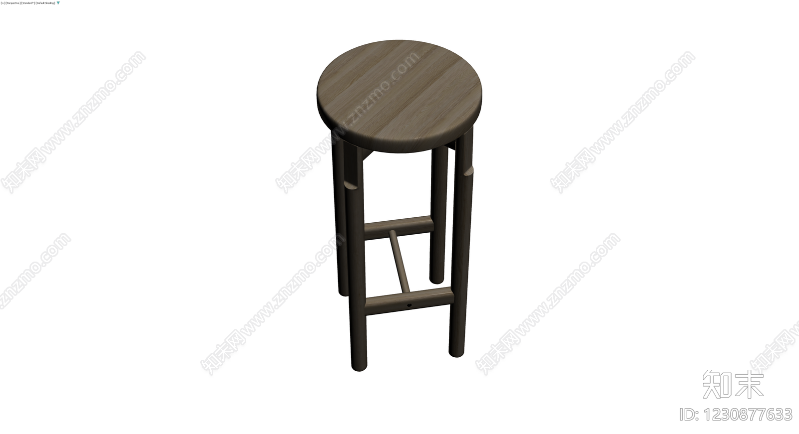 木质高脚圆凳3D模型下载【ID:1230877633】