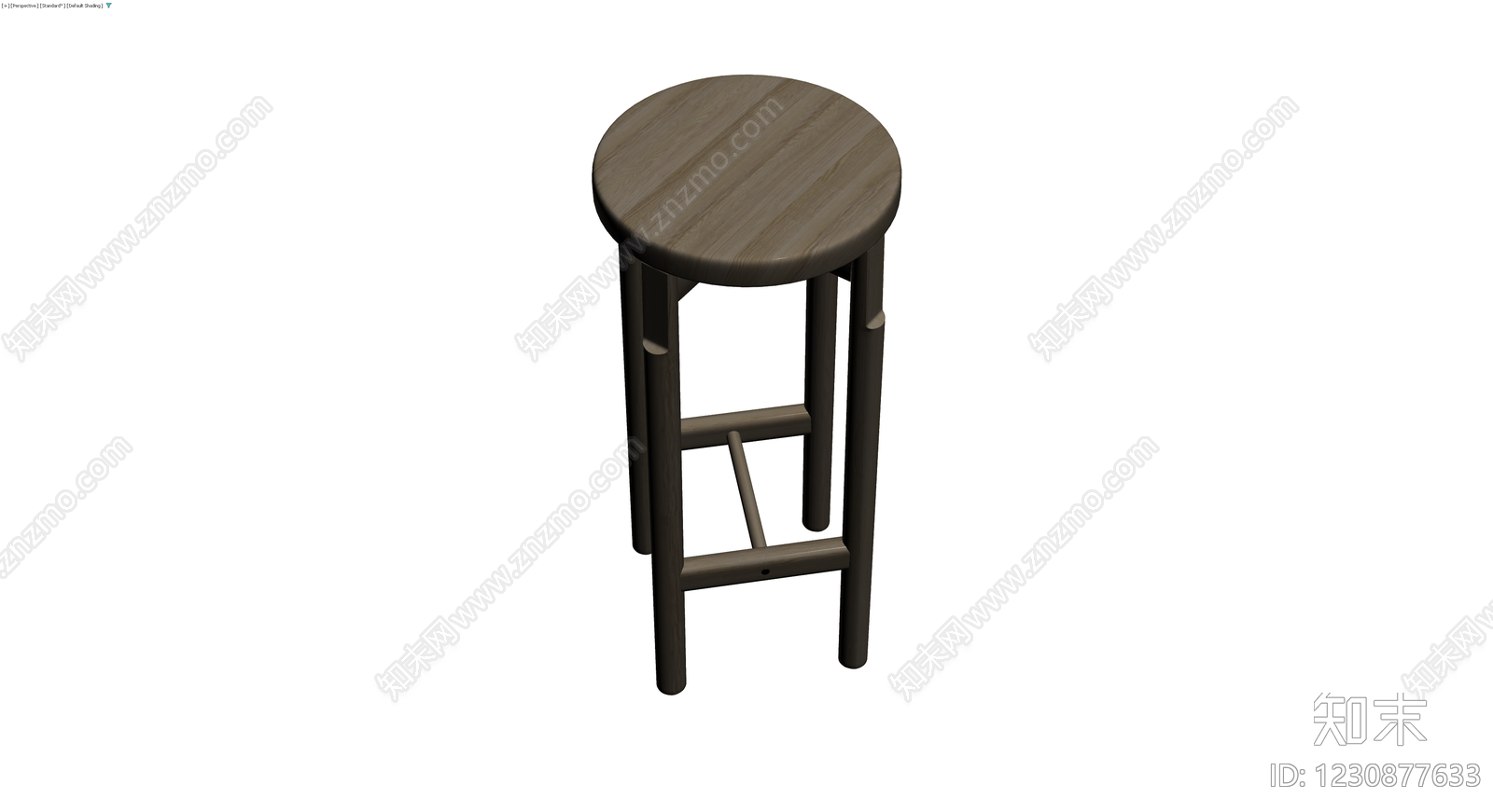 木质高脚圆凳3D模型下载【ID:1230877633】