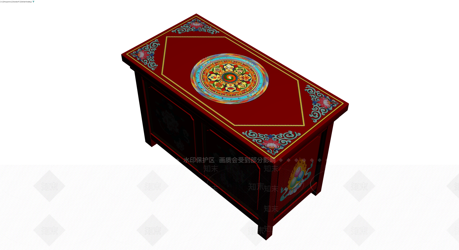 红漆彩绘中式柜体3D模型下载【ID:1230689855】