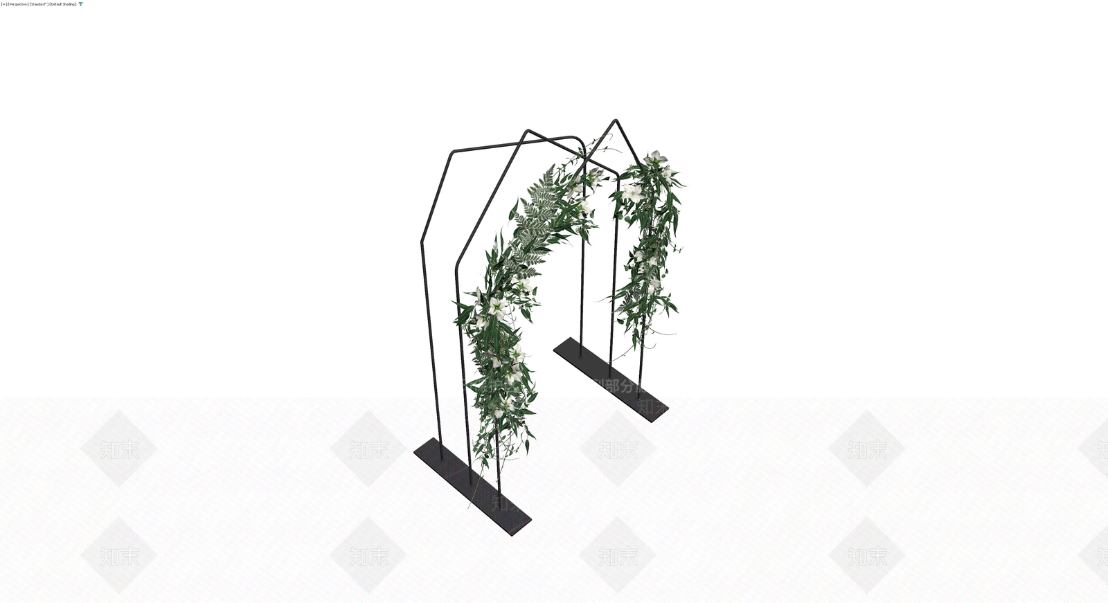 黑色金属拱门花艺装饰3D模型下载【ID:1230729737】