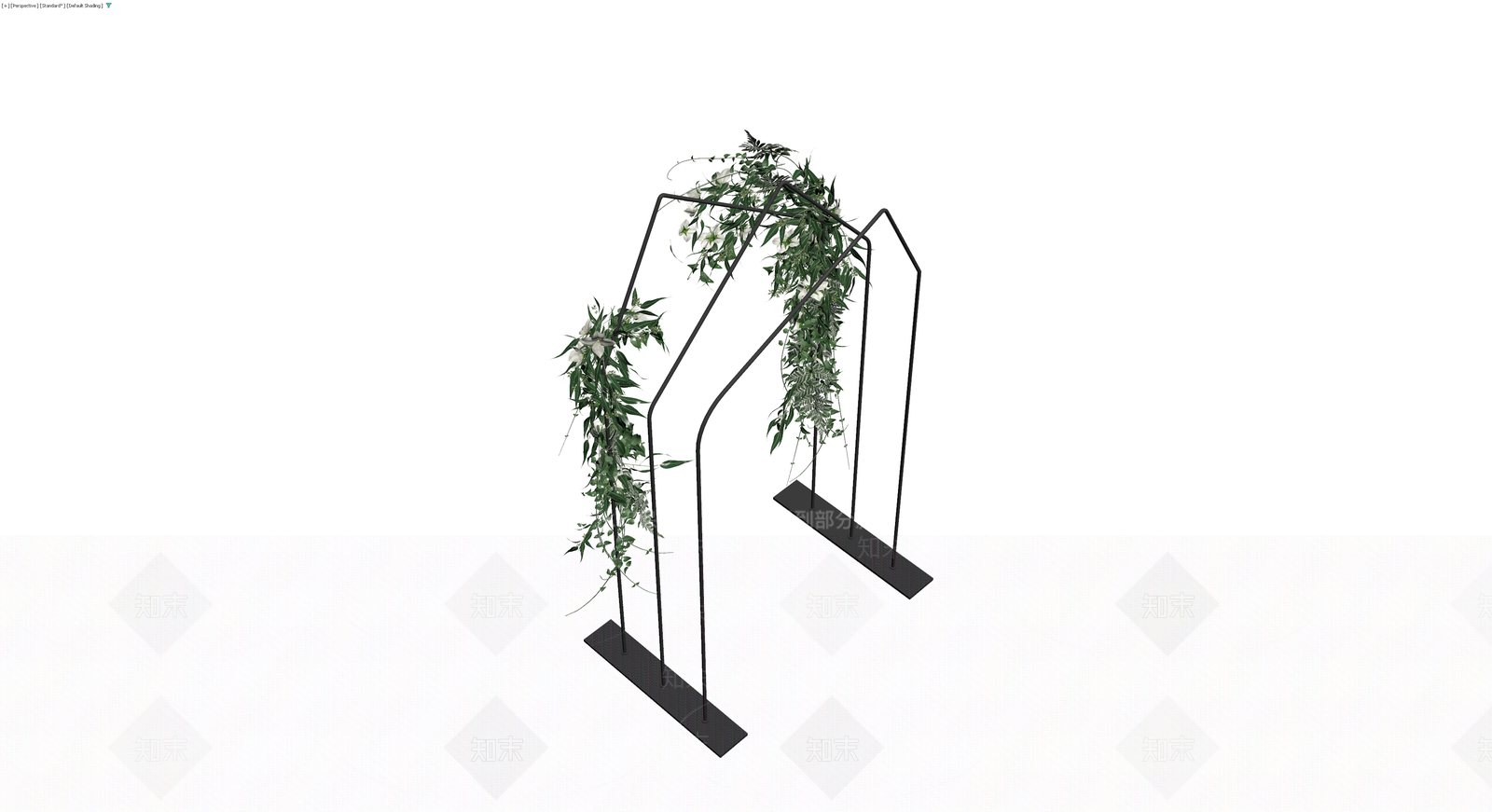 黑色金属拱门花艺装饰3D模型下载【ID:1230729737】