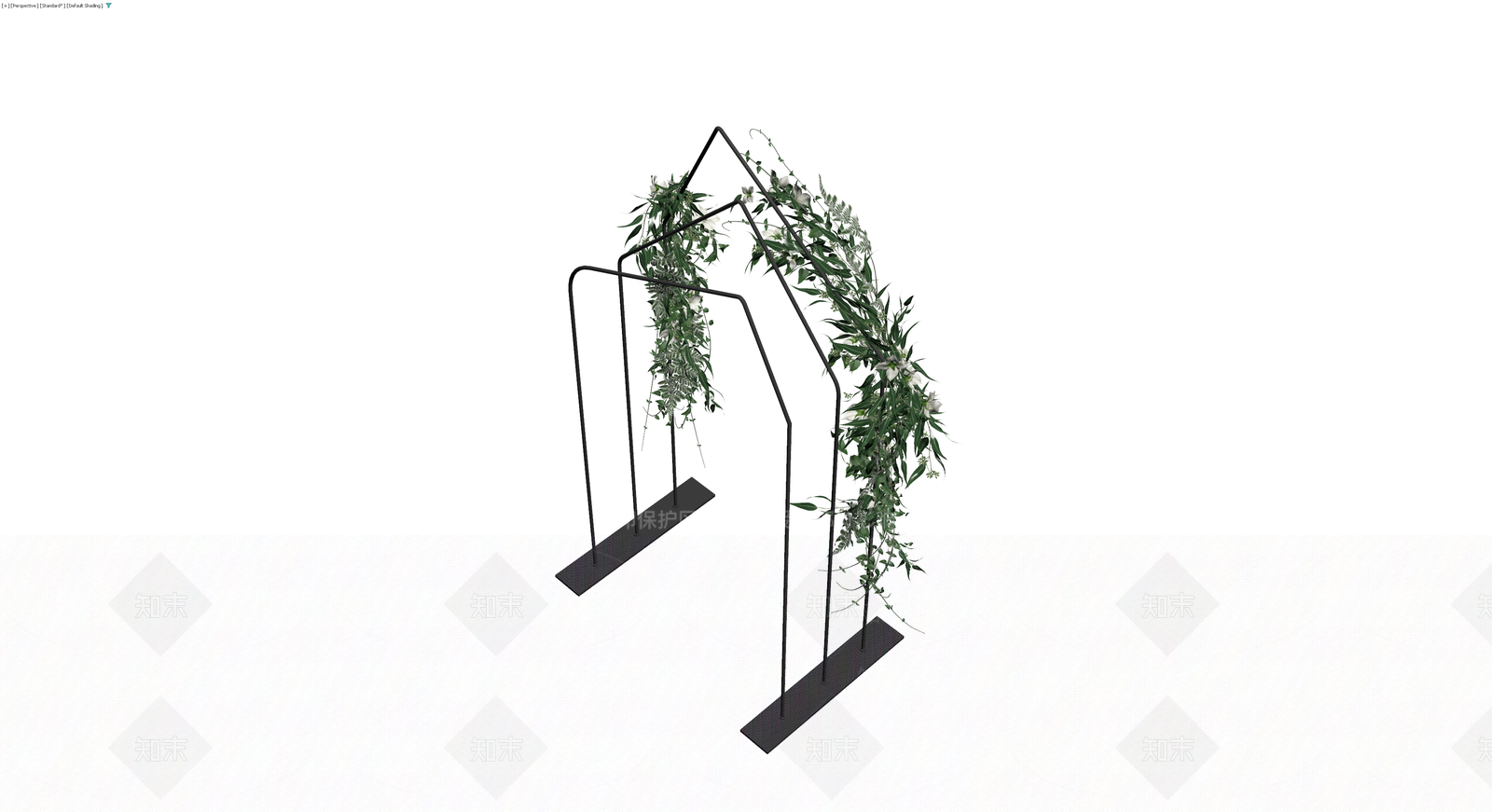 黑色金属拱门花艺装饰3D模型下载【ID:1230729737】