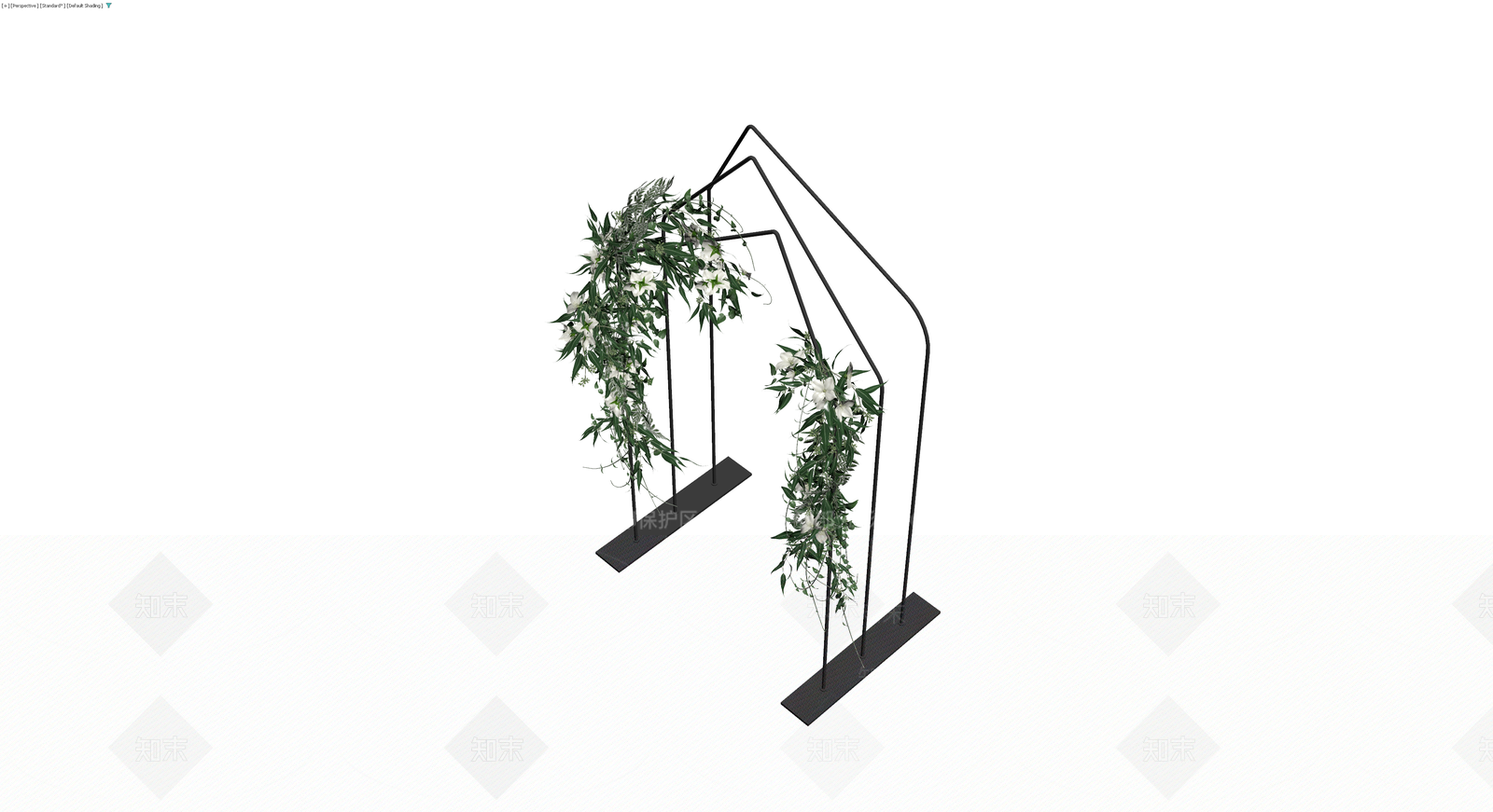 黑色金属拱门花艺装饰3D模型下载【ID:1230729737】