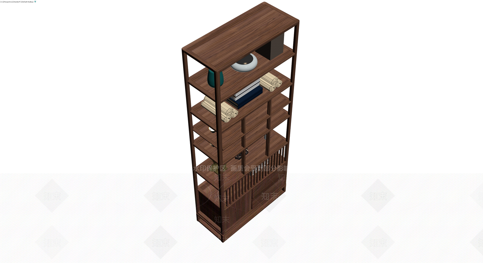 中式实木博古架陈列柜3D模型下载【ID:1229896582】