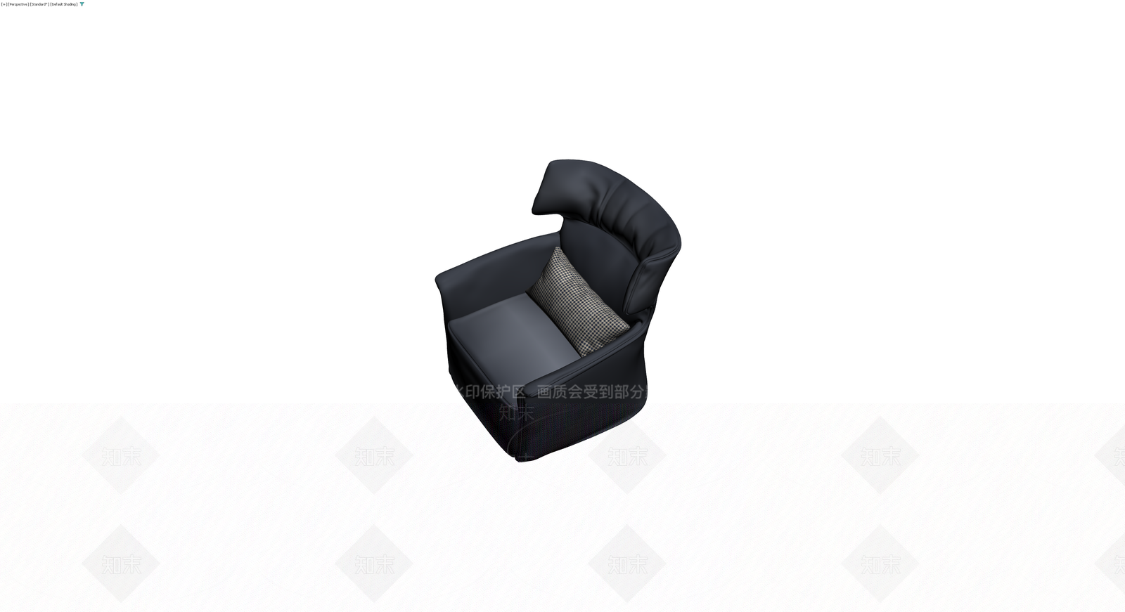 黑色单人沙发带抱枕3D模型下载【ID:1230747804】