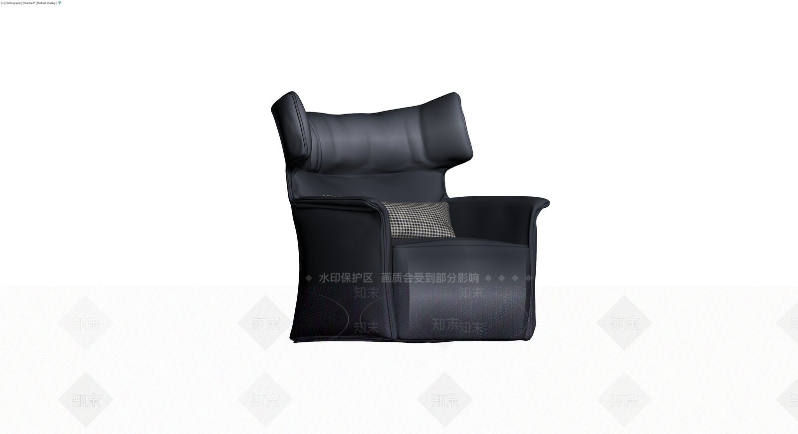 黑色单人沙发带抱枕3D模型下载【ID:1230747804】