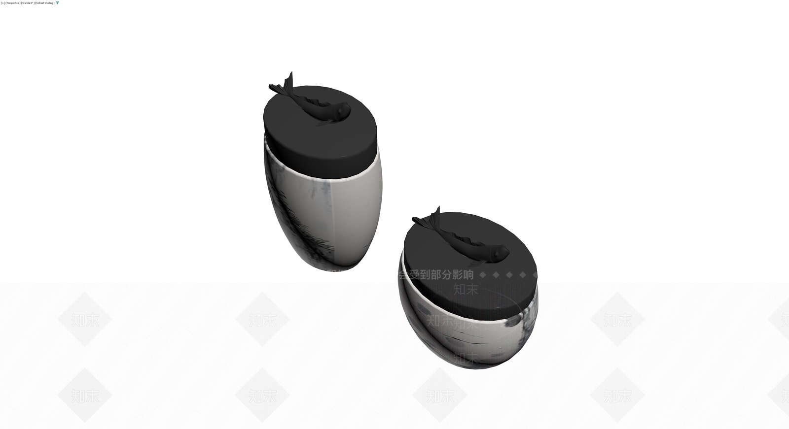 山水纹鱼形盖罐组合3D模型下载【ID:1230685141】