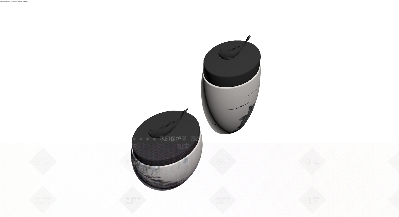 山水纹鱼形盖罐组合3D模型下载【ID:1230685141】