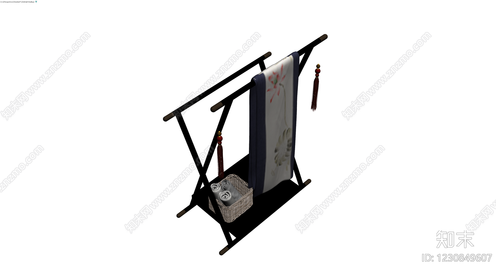木质折叠挂衣架配织物3D模型下载【ID:1230849607】
