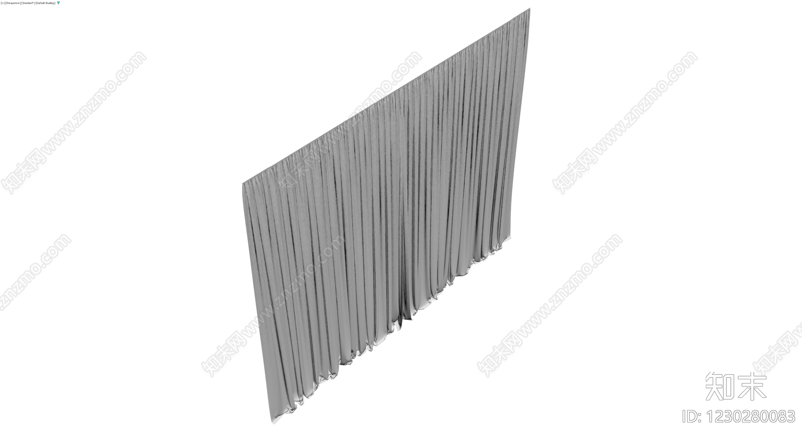 灰色褶皱布艺窗帘3D模型下载【ID:1230280083】