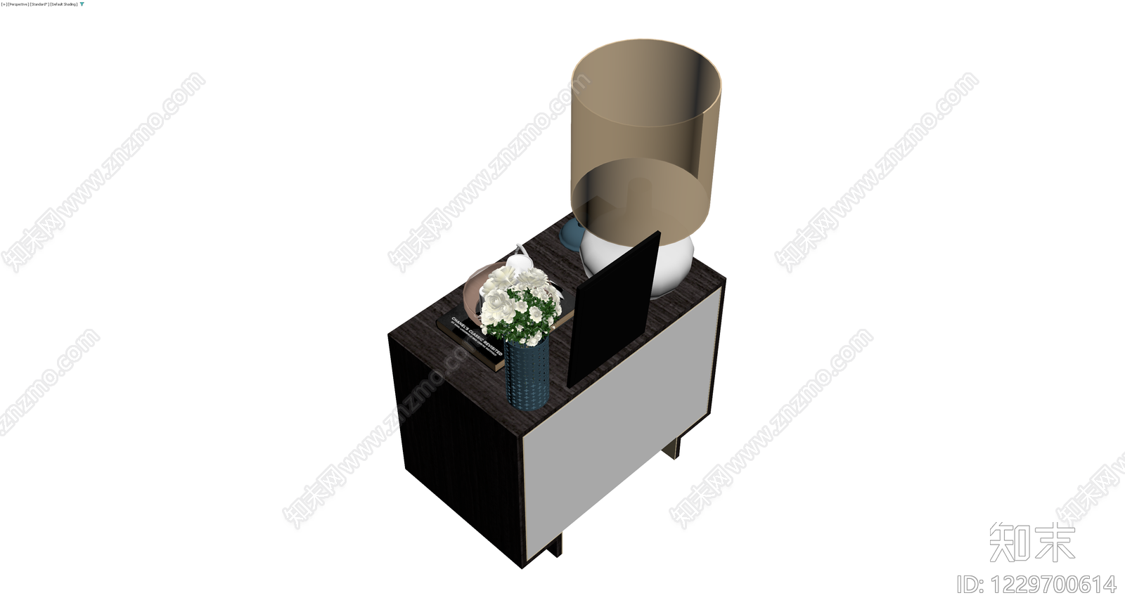 深色木纹三斗柜组合3D模型下载【ID:1229700614】