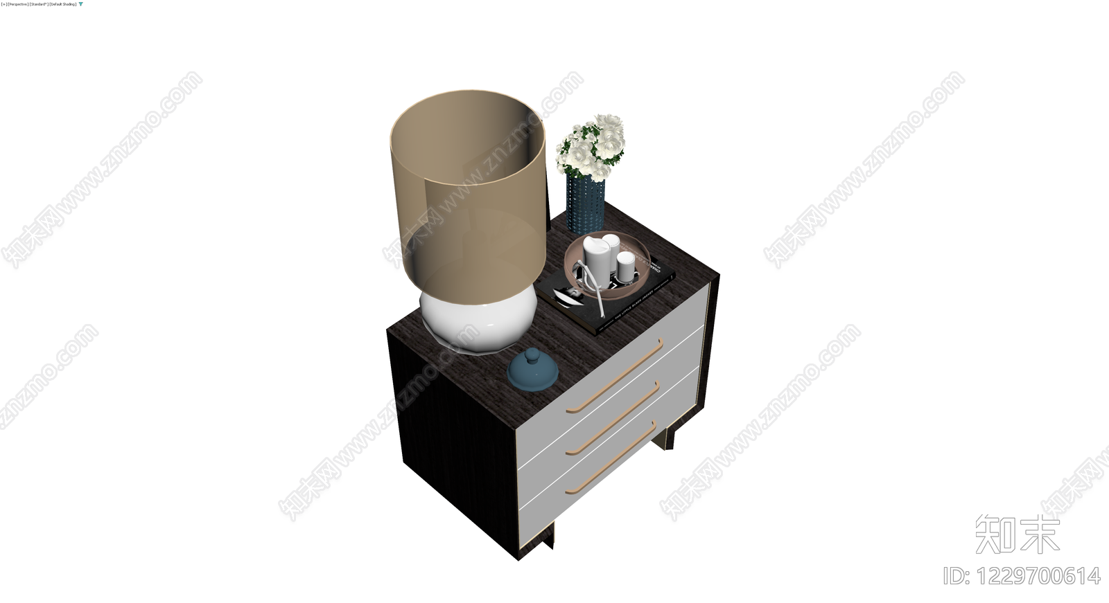 深色木纹三斗柜组合3D模型下载【ID:1229700614】