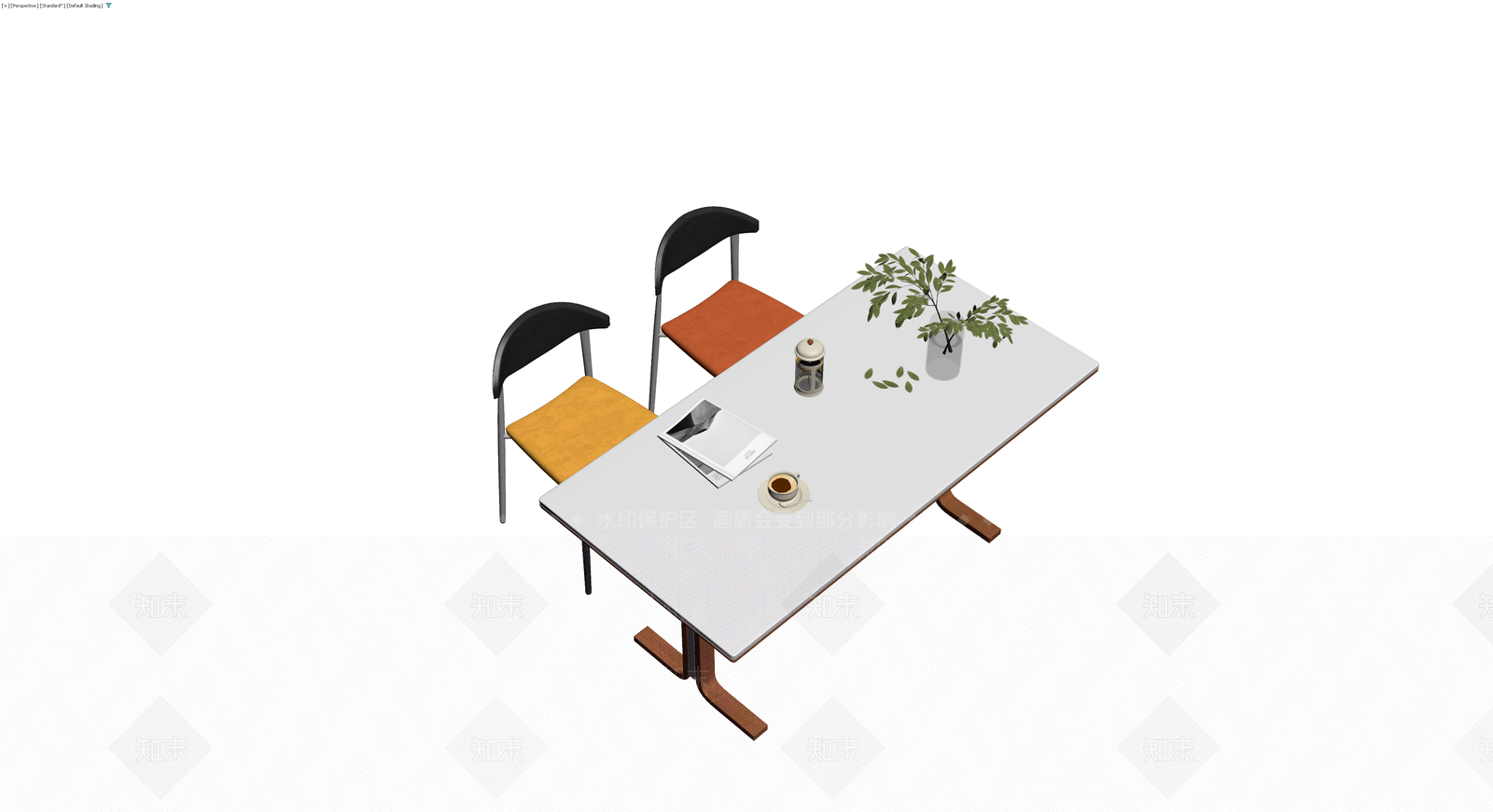 餐桌椅组合（含摆件）3D模型下载【ID:1230394430】