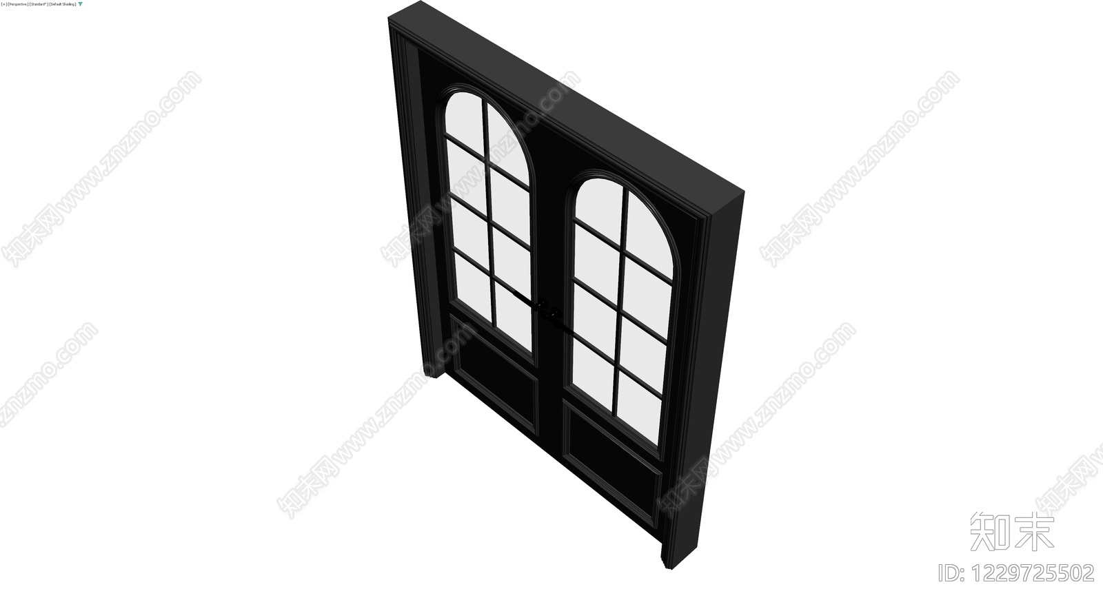 黑色双开拱形玻璃门3D模型下载【ID:1229725502】