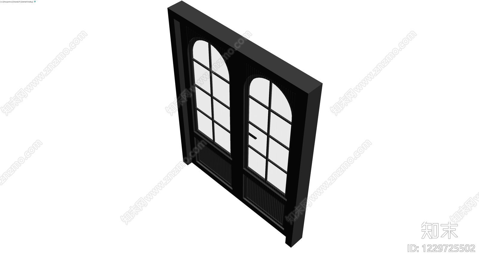 黑色双开拱形玻璃门3D模型下载【ID:1229725502】