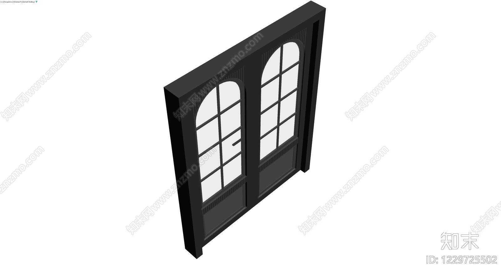 黑色双开拱形玻璃门3D模型下载【ID:1229725502】