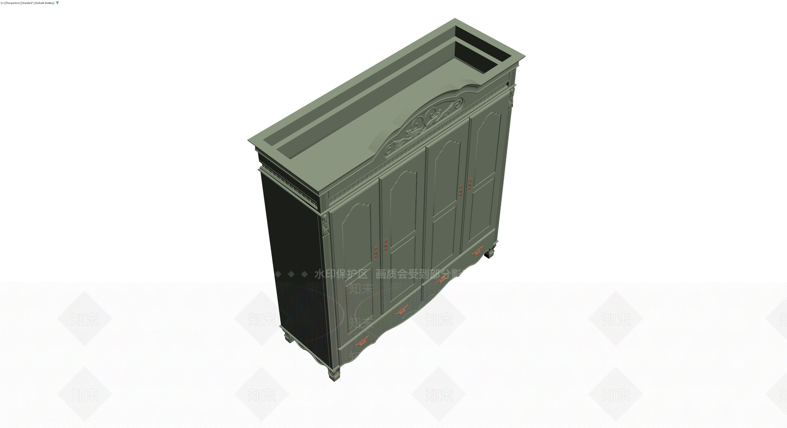欧式四门复古衣柜3D模型下载【ID:1230166657】