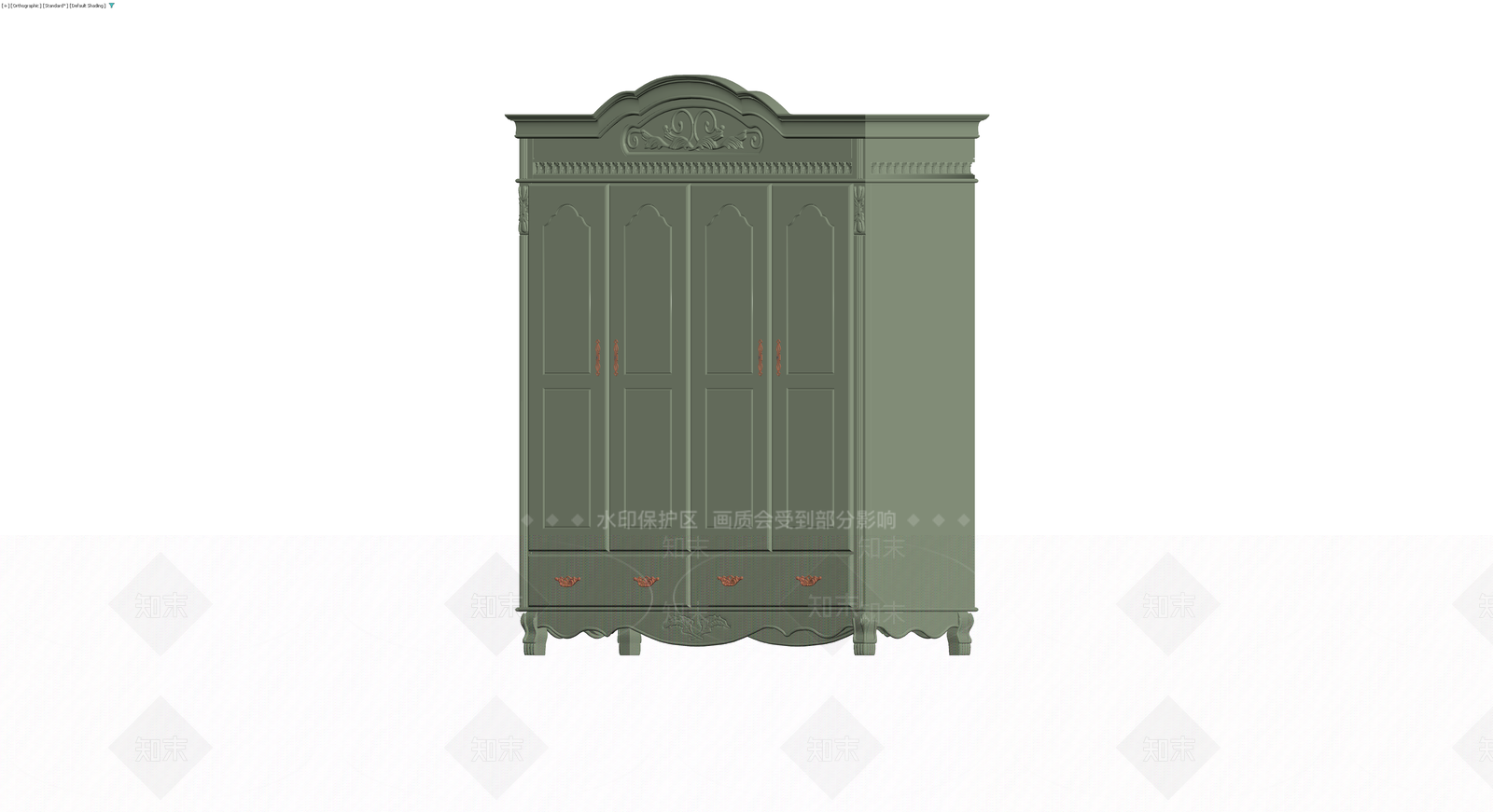 欧式四门复古衣柜3D模型下载【ID:1230166657】