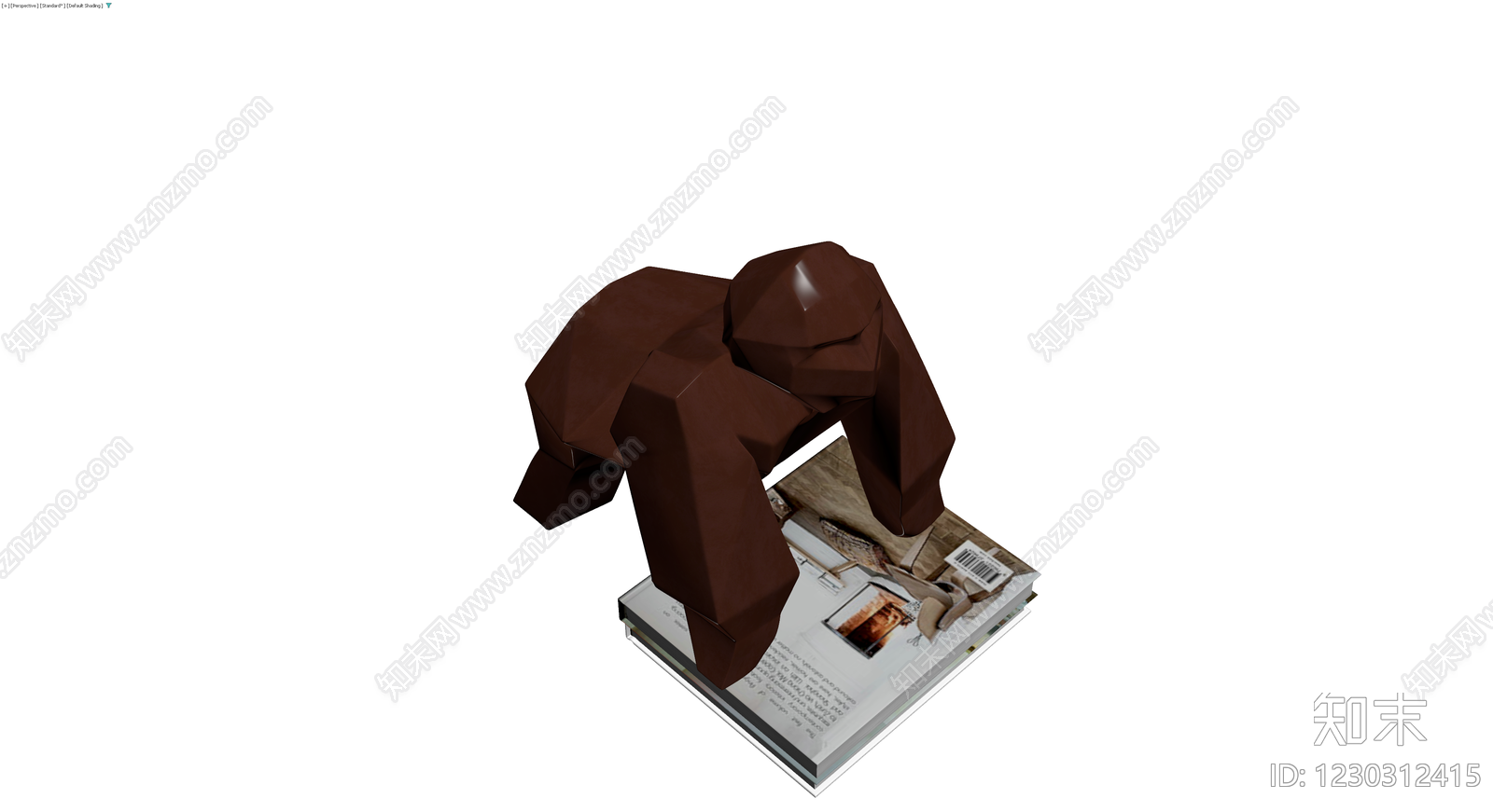 大猩猩雕塑书立3D模型下载【ID:1230312415】