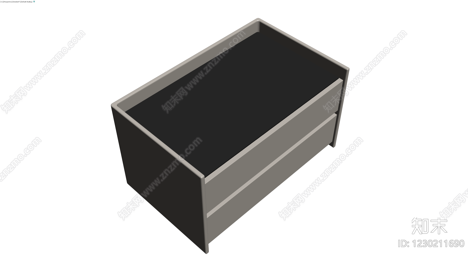 双抽屉储物柜灰模3D模型下载【ID:1230211690】