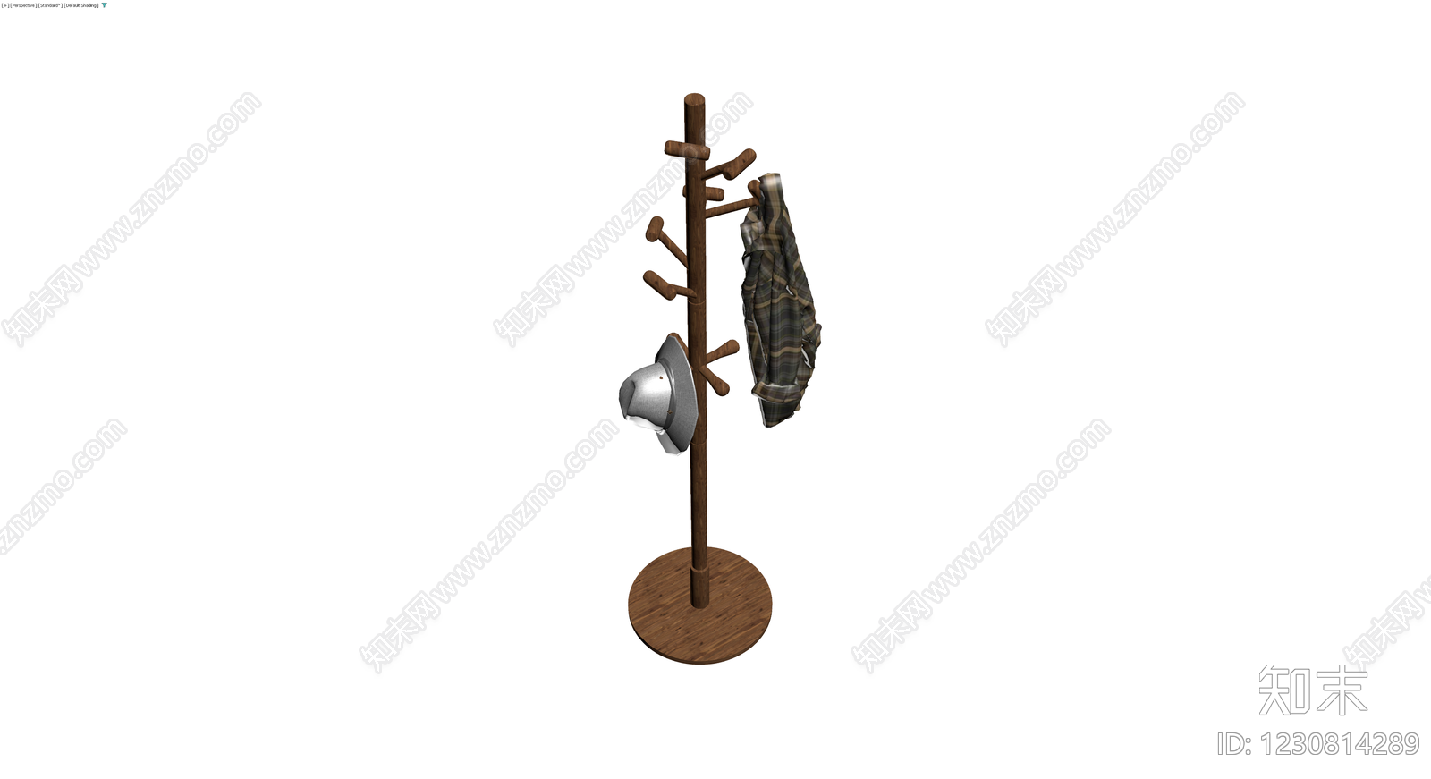 木质衣帽架挂衣物3D模型下载【ID:1230814289】