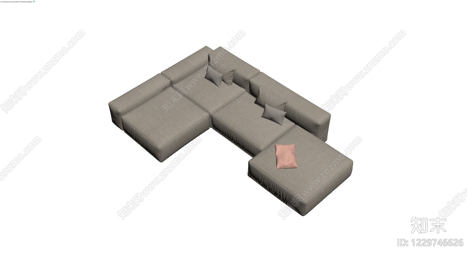 现代灰色模块化沙发组合3D模型下载【ID:1229746626】