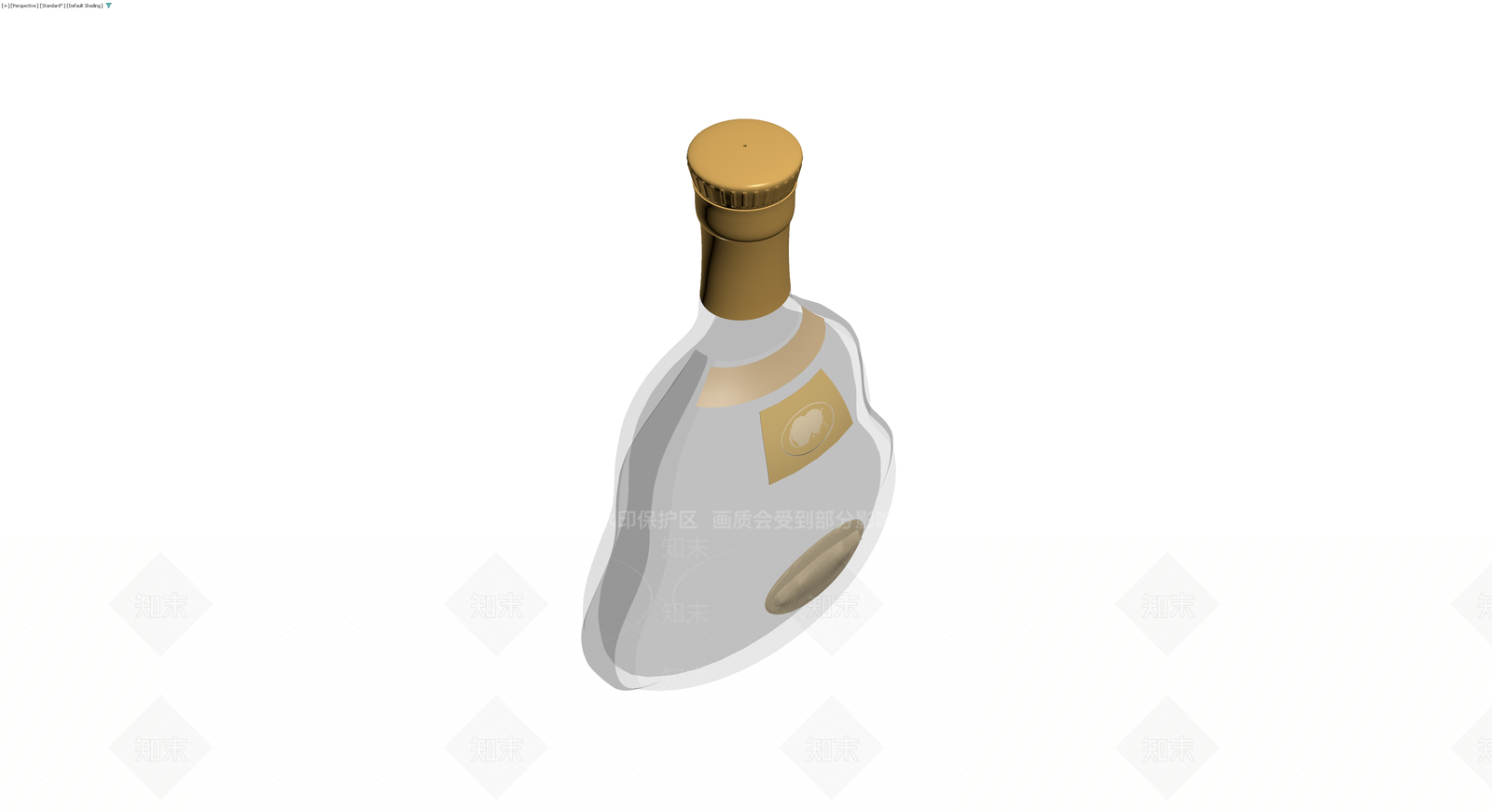 流线型白瓶配金色盖3D模型下载【ID:1229943636】