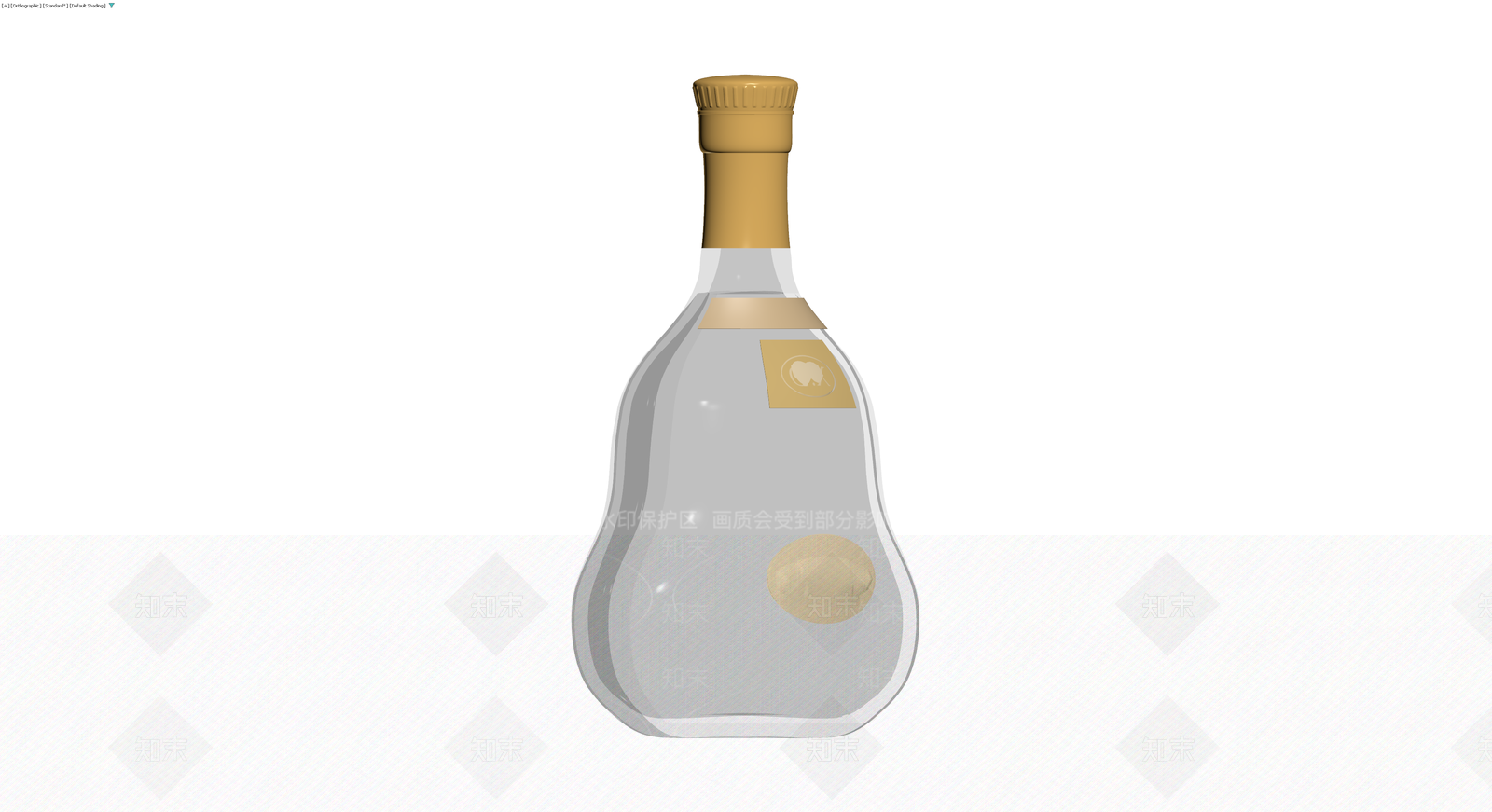 流线型白瓶配金色盖3D模型下载【ID:1229943636】