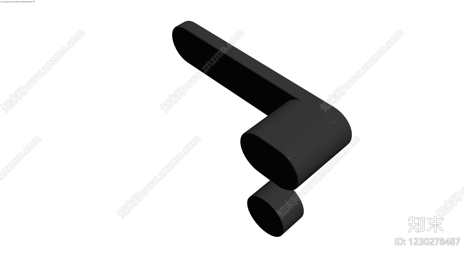 黑色圆角长柄把手3D模型下载【ID:1230278487】