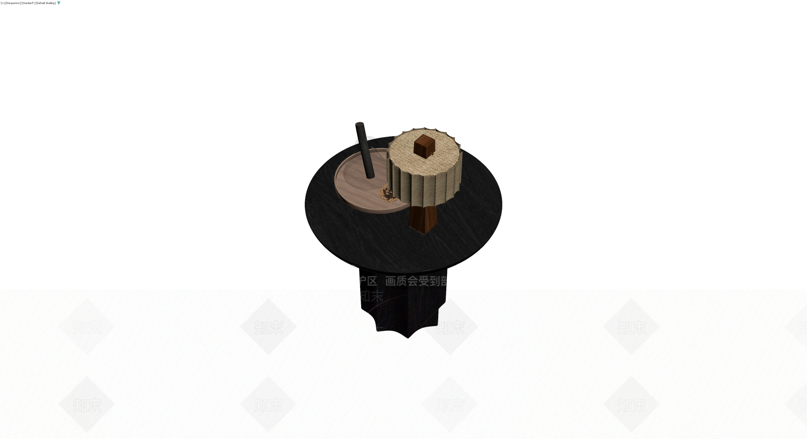 黑色边几与装饰组合3D模型下载【ID:1230679127】