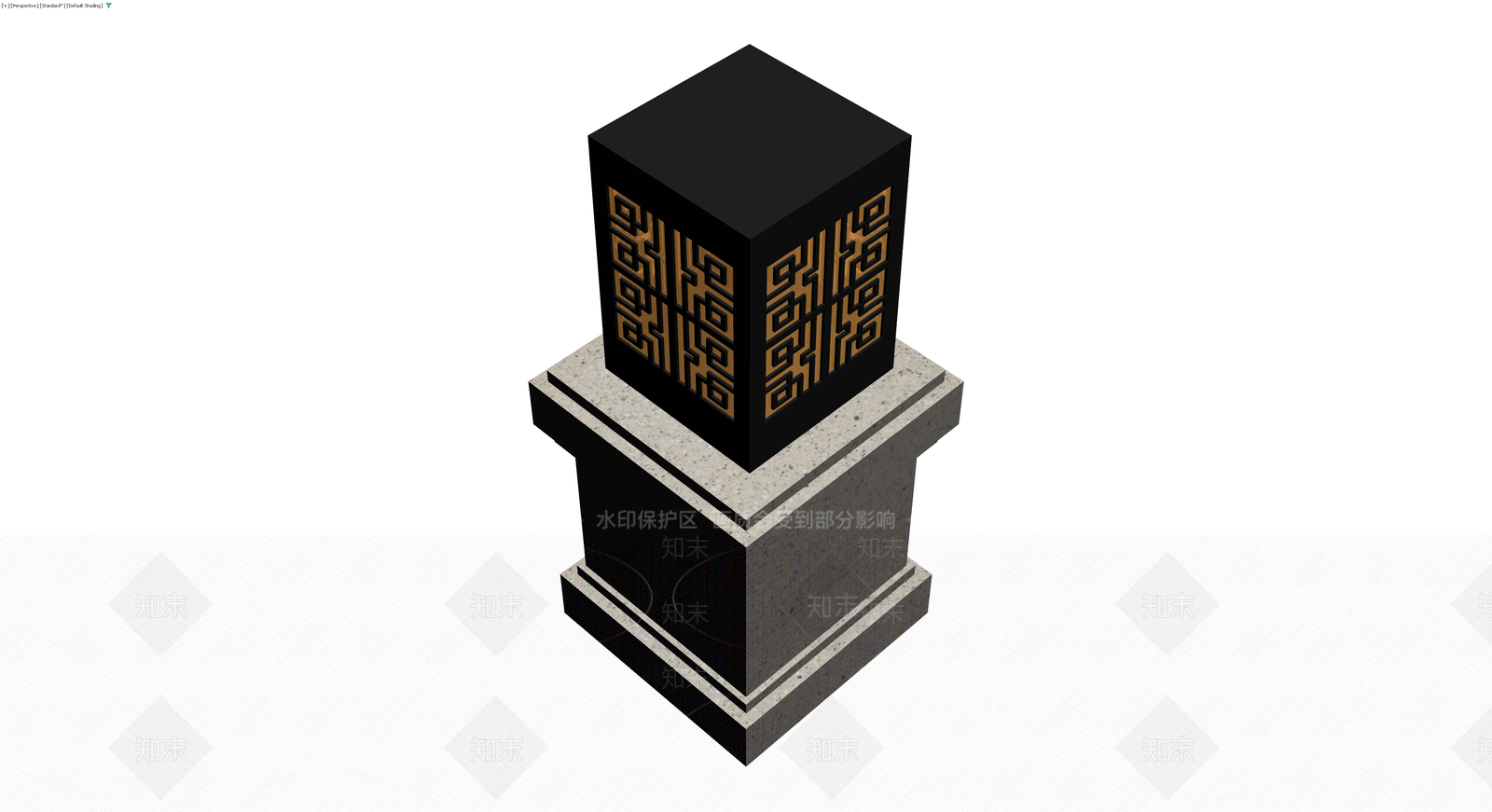黑金纹样装饰方柱3D模型下载【ID:1230781754】