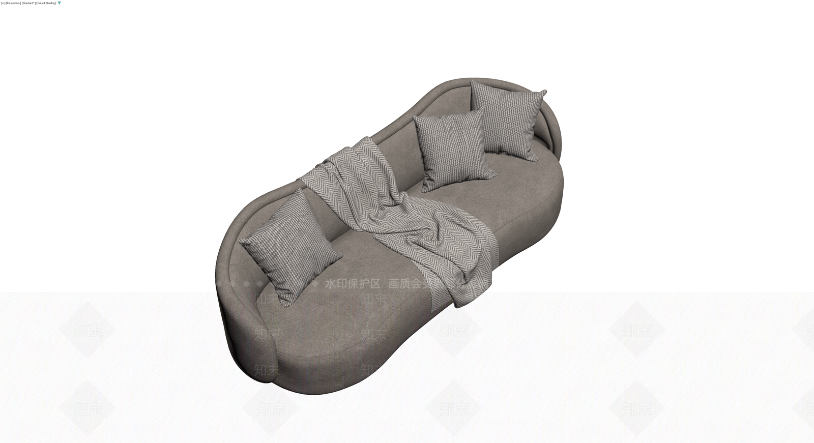灰色弧形布艺沙发组合3D模型下载【ID:1229623350】