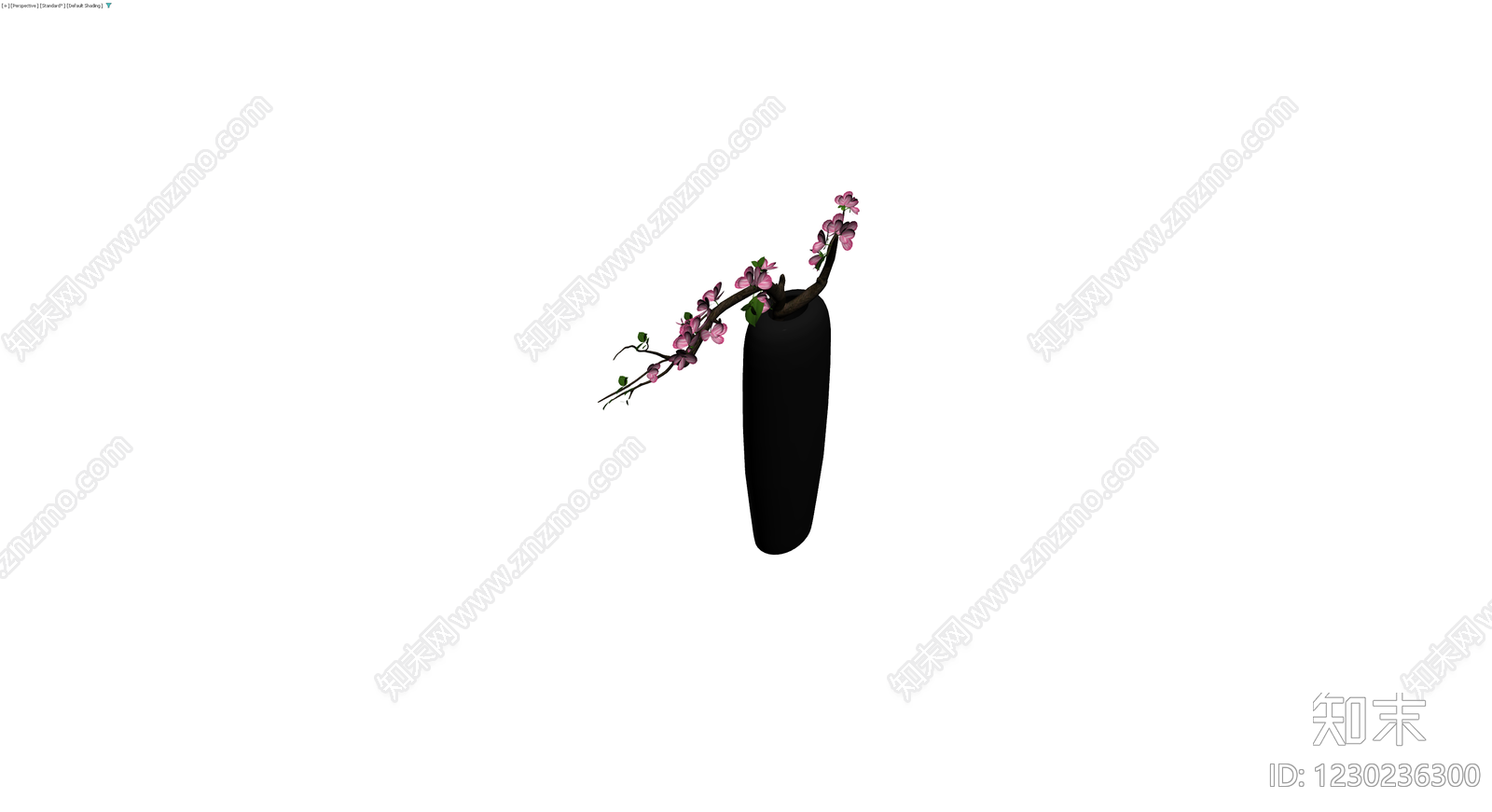 黑色花瓶插梅花盆栽3D模型下载【ID:1230236300】