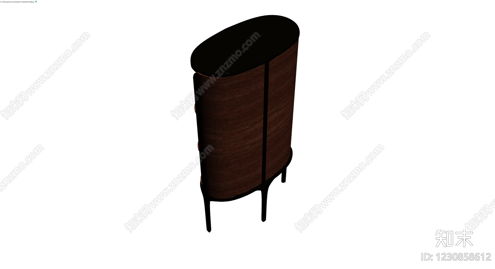 深色木纹弧形展示柜3D模型下载【ID:1230858612】