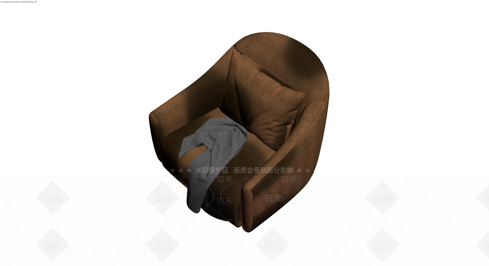 棕色布艺单人沙发3D模型下载【ID:1230003979】