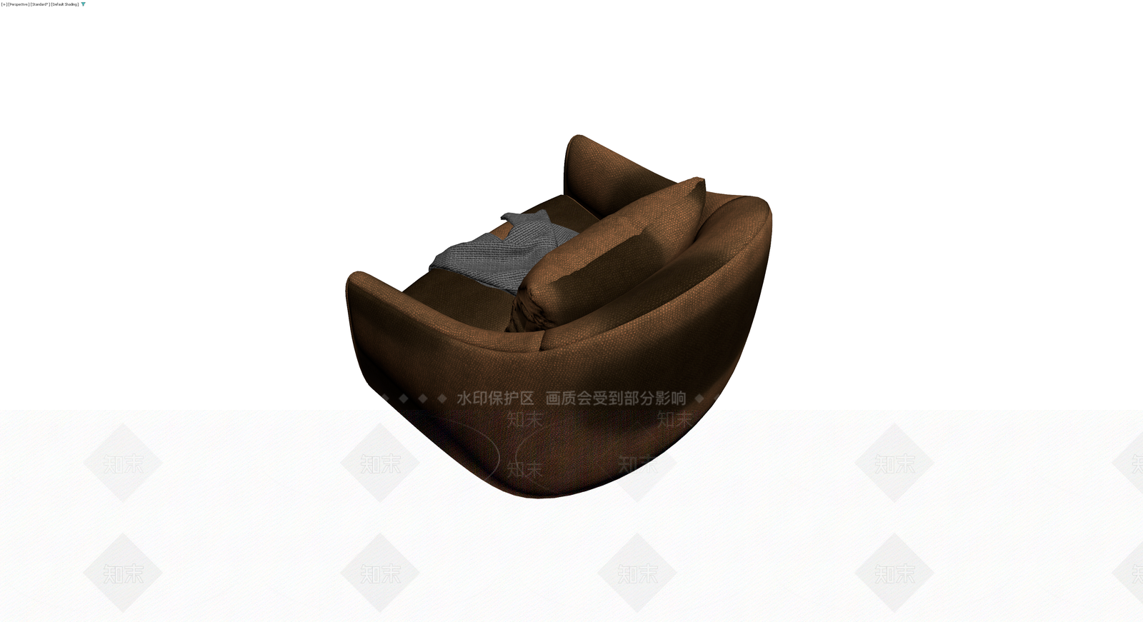 棕色布艺单人沙发3D模型下载【ID:1230003979】