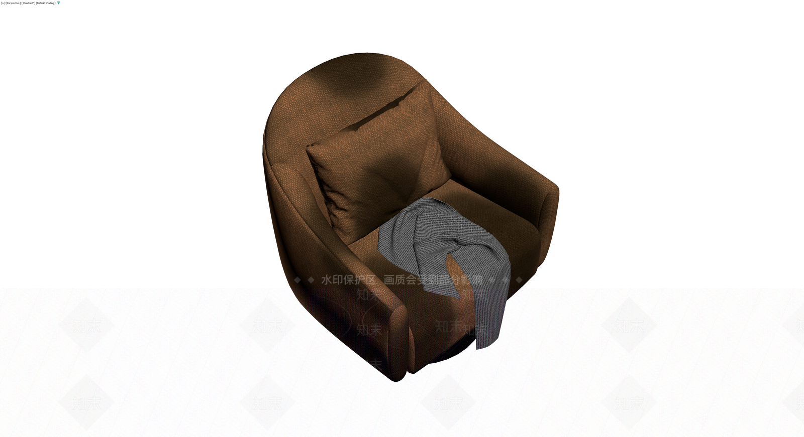 棕色布艺单人沙发3D模型下载【ID:1230003979】