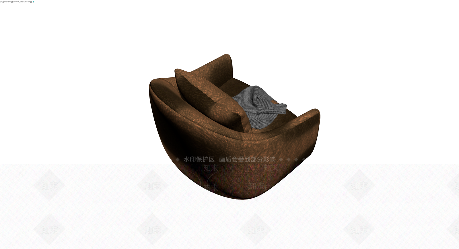 棕色布艺单人沙发3D模型下载【ID:1230003979】