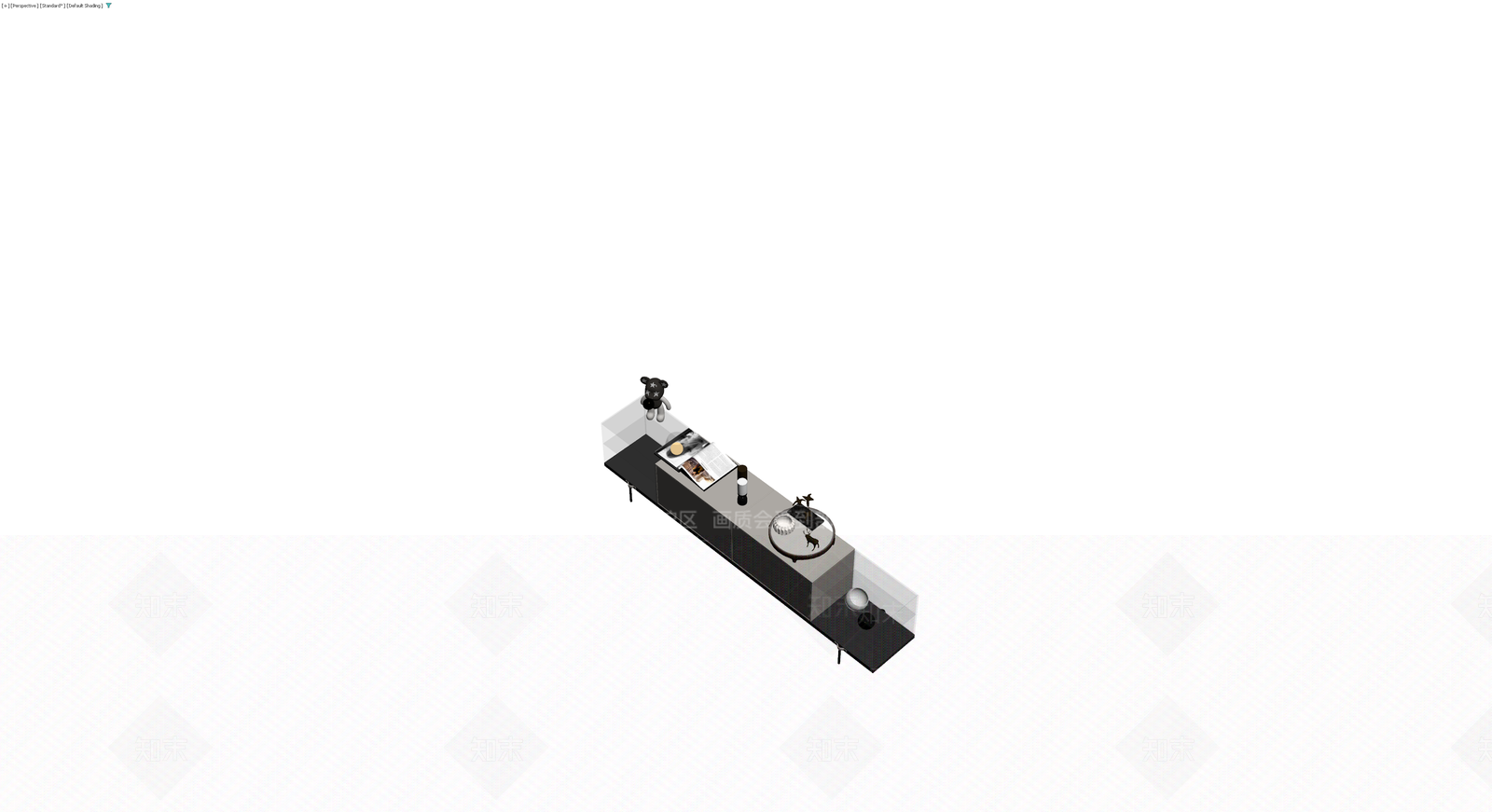 组合电视柜及摆件3D模型下载【ID:1230540287】